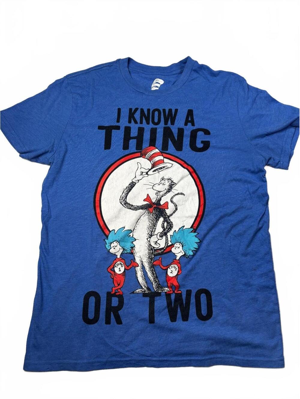 Dr. Seuss 'I Know A Thing Or Two' Blue Graphic T-Shirt Large